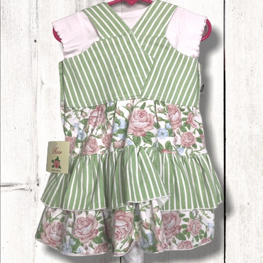 NWT 18-24 Mo Rose Cage Easter Bunny Jumper w Cap Sleeve Tee 2pc‎ Set SPRING